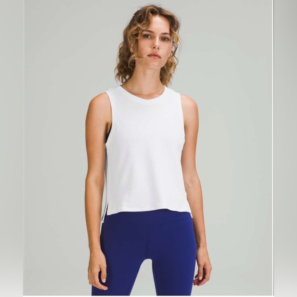 Lululemon Train to Be Tank Top Muscle Tank Mesh Cropped White Size 4 Athleisure - Picture 1 of 11